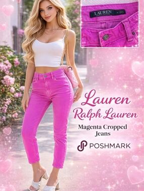 Lauren‎ Ralph Lauren cropped Magenta jeans 6